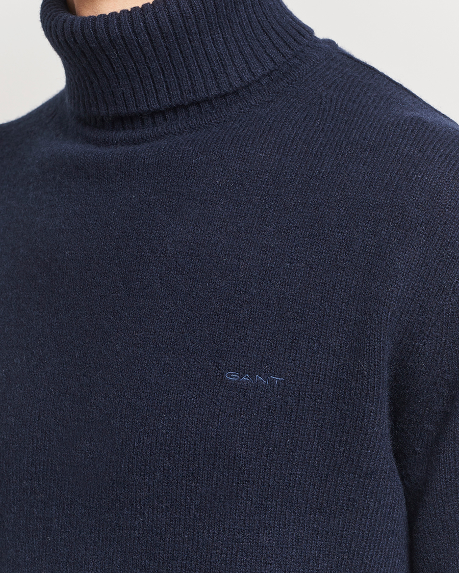 GANT Knitted Wool Turtleneck Evening Blue