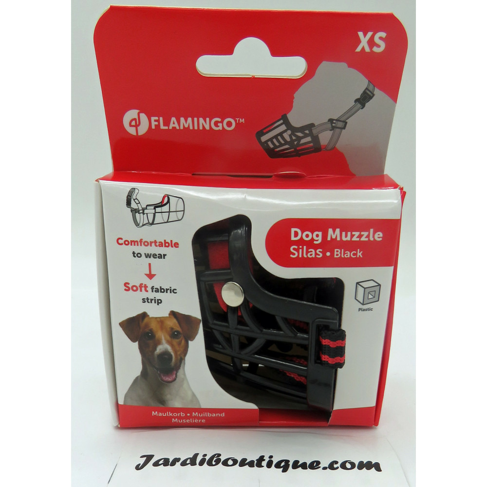 Muselière silas xs noir. 24 cm 30-38 cm. Pour chien.