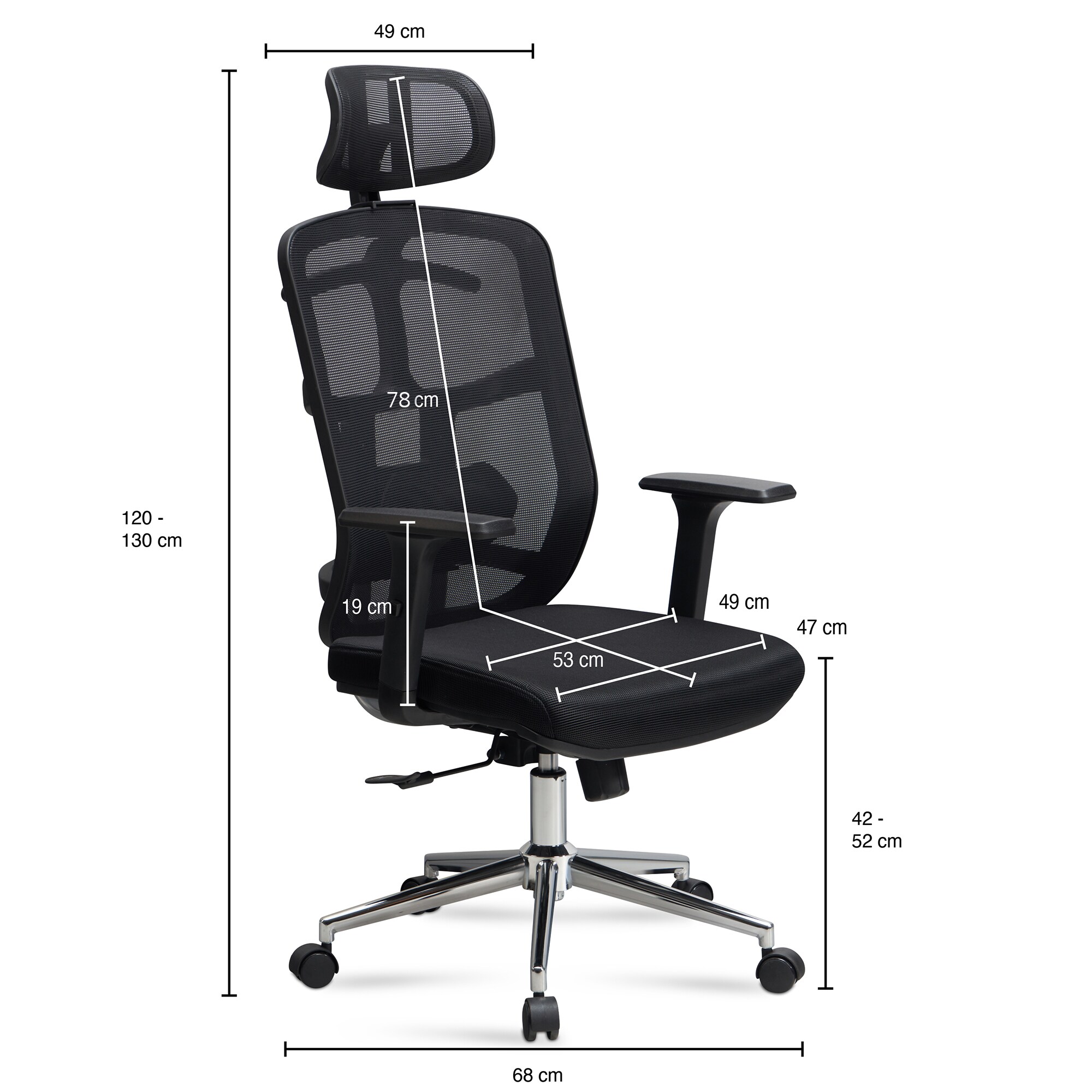 Bürostuhl FineBuy Schreibtischstuhl Mesh Schwarz Drehstuhl Ergonomisch 120 kg