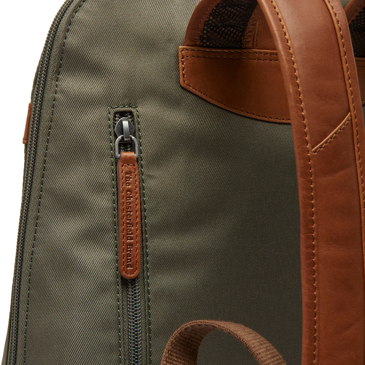 The Chesterfield Brand Nylon Wax Pull Up Rugzak Nesna Steel Green