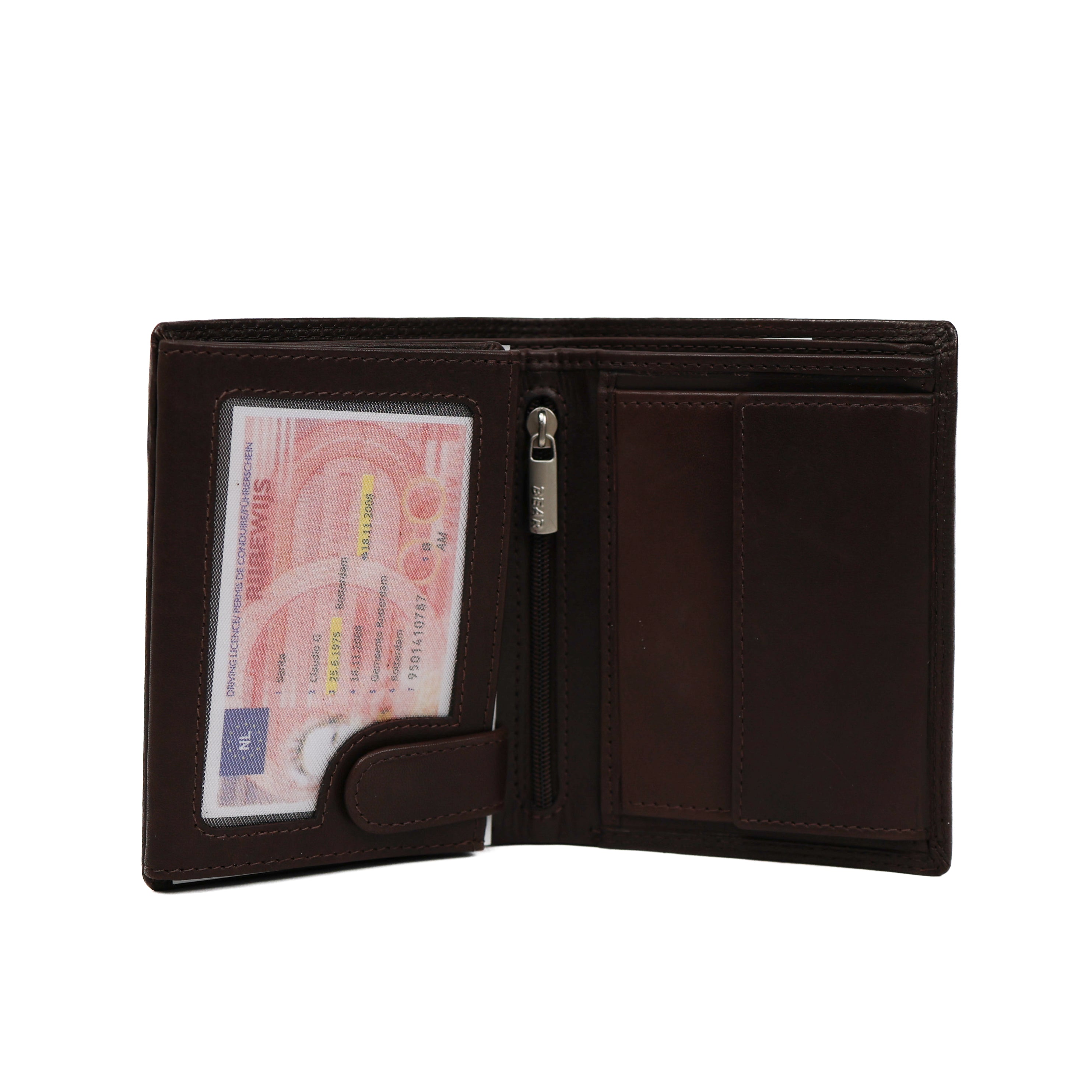 Hoge billfold 'Klaas' donkerbruin Donkerbruin