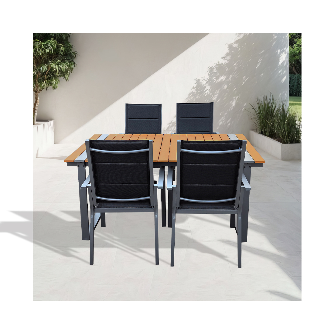 CONTINI Gartentischset 180x90xm mit 4 Stühlen
