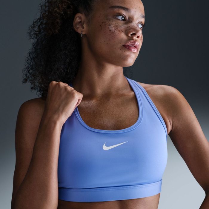 Nike Dame BH Swoosh Medium Support Bra Blå