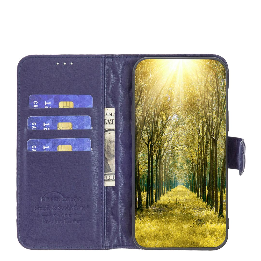 iPhone 14 / iPhone 13 Leder Tasche Flip Cover Steppmuster - Blau
