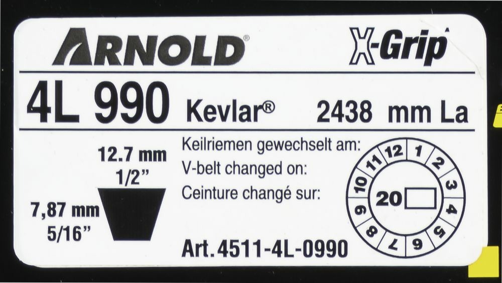 Courroie trapézoïdale x-grip v de type 4l990