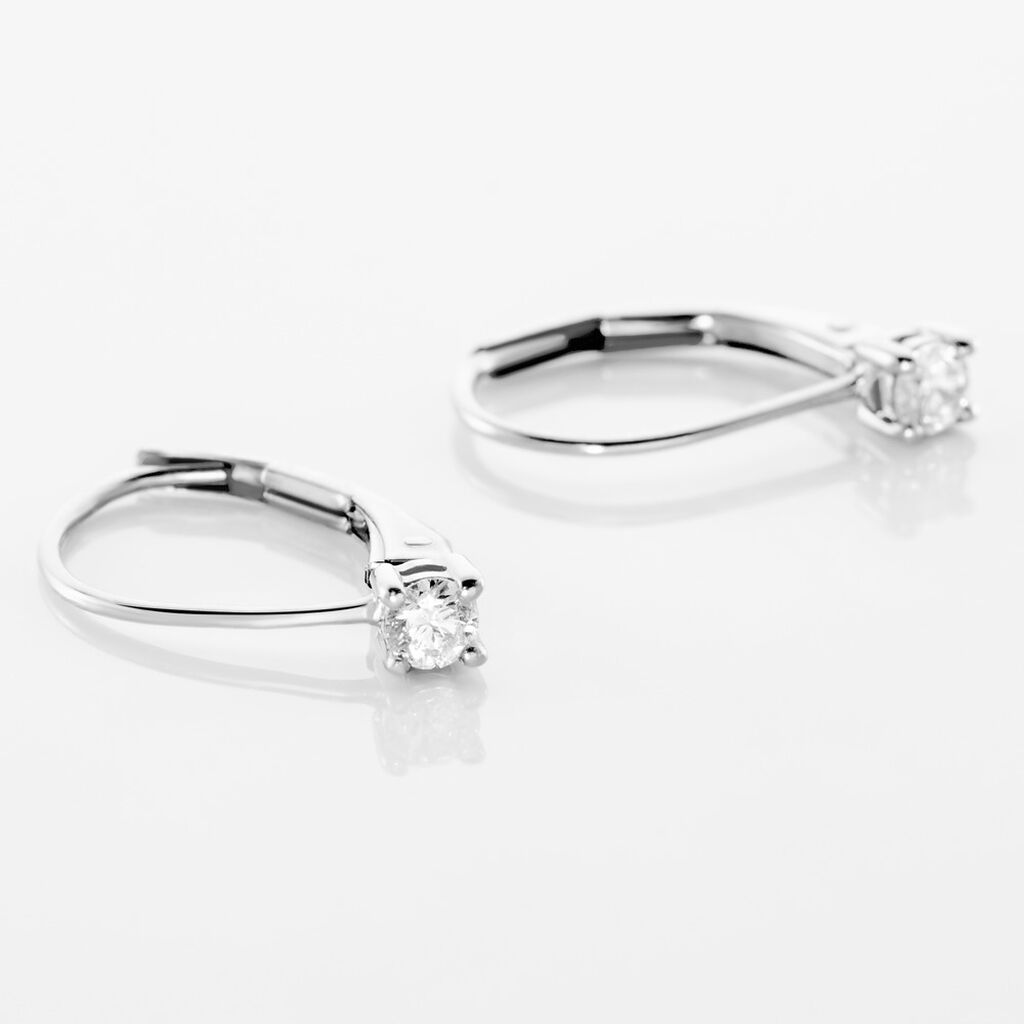 Boucles D'oreilles Pendantes Victoria Or Blanc Diamant