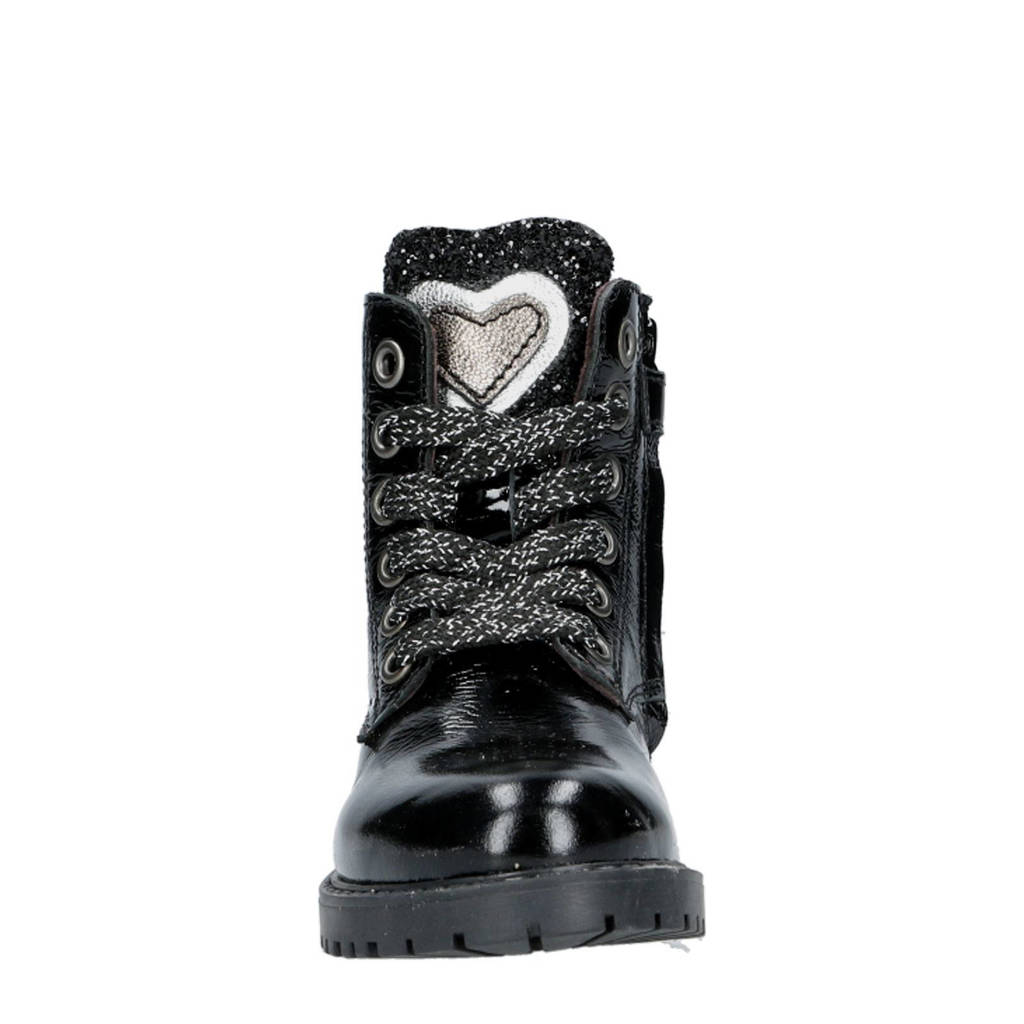 Clic! lakleren veterboots zwart