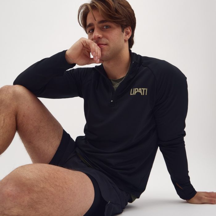 Lipati Herre Trøjer Moderate Half Zip Long Sleeve Sort