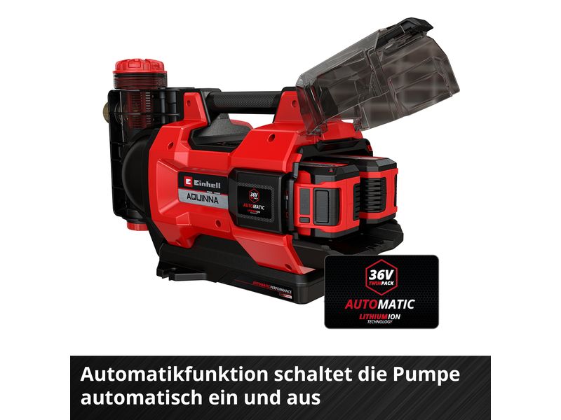 Einhell Akku-Gartenpumpe AQUINNA 36/38 F LED AUTOMATIC Leistungsstarker Helfer für Haus und Garten