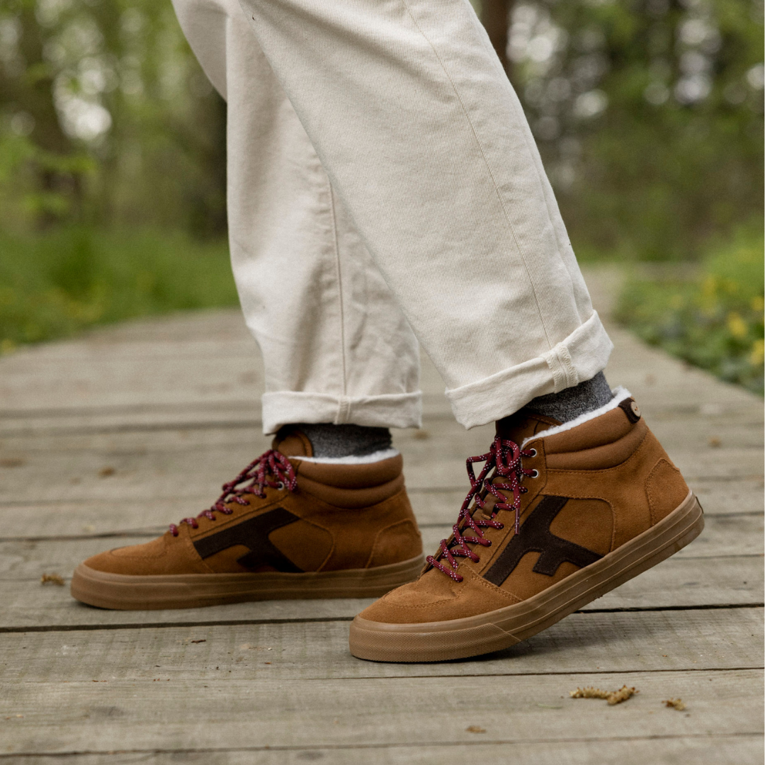 Tennis camel suède et coton - modèle Walnut mid