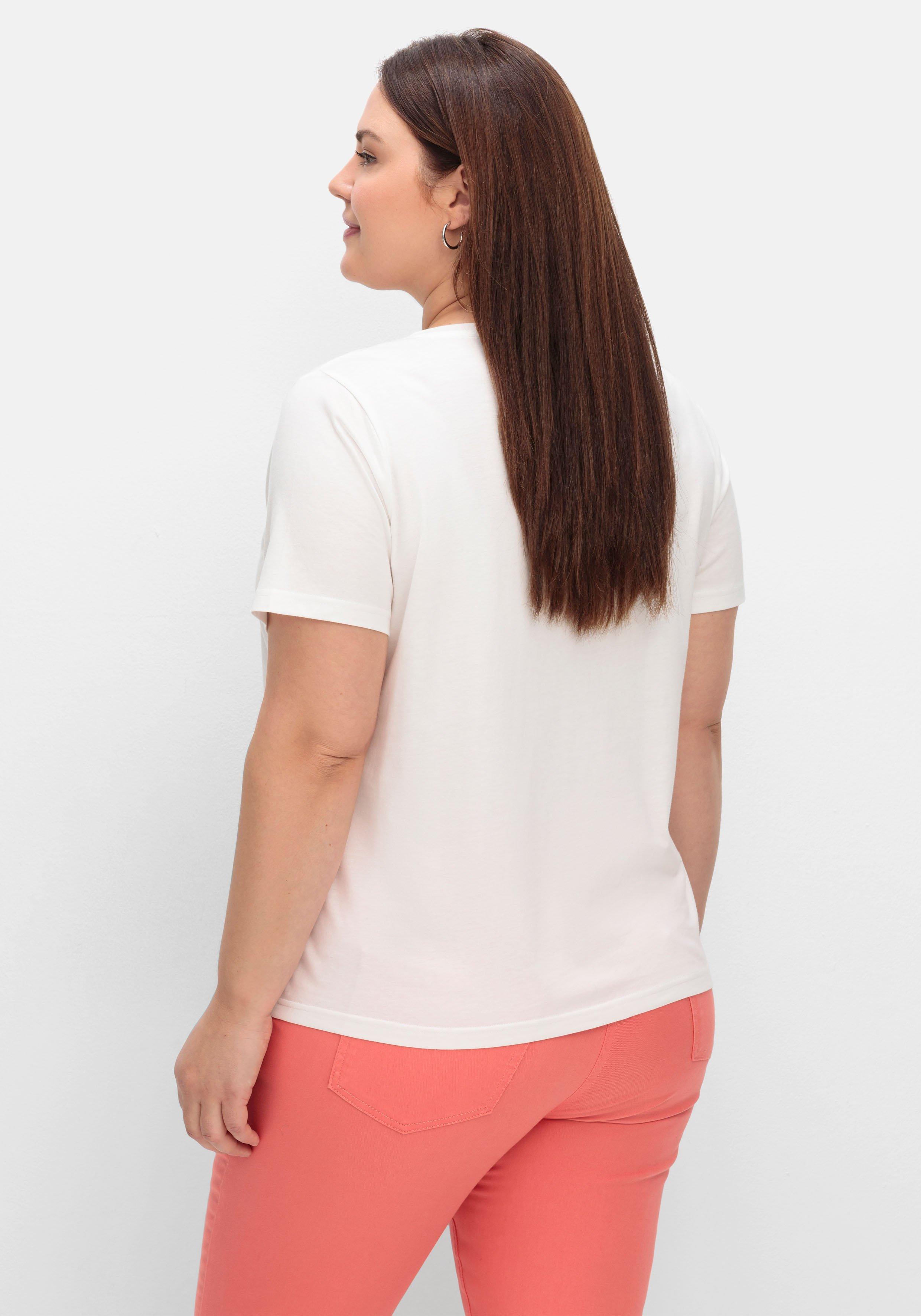 T-Shirt mit Grafikprint und V-Ausschnitt