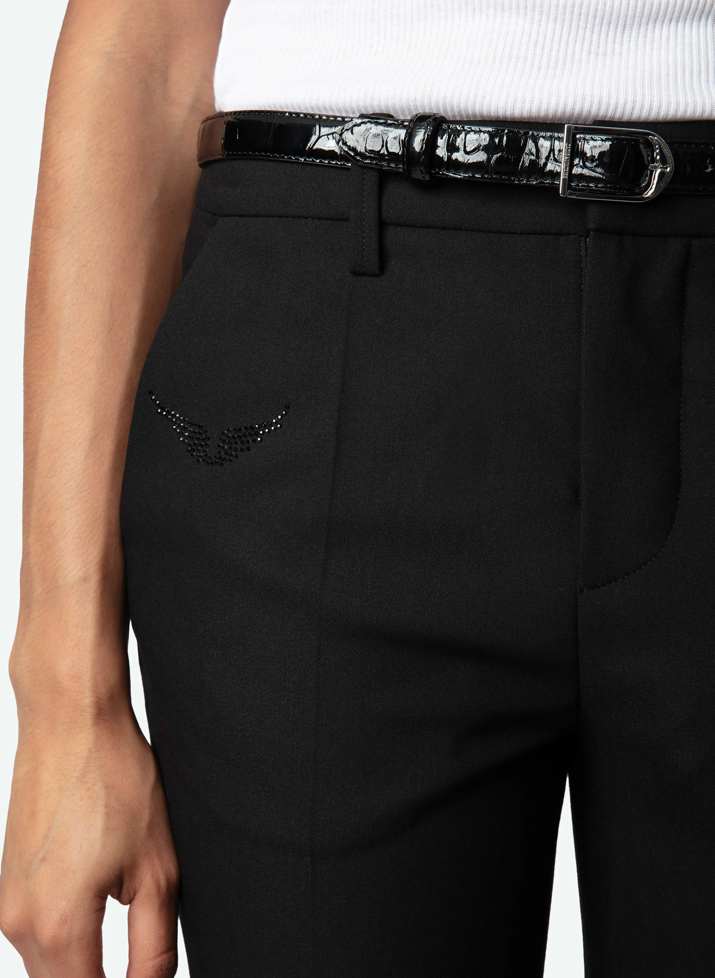 RISE - Ceinture en cuir embossé effet croco | Noir