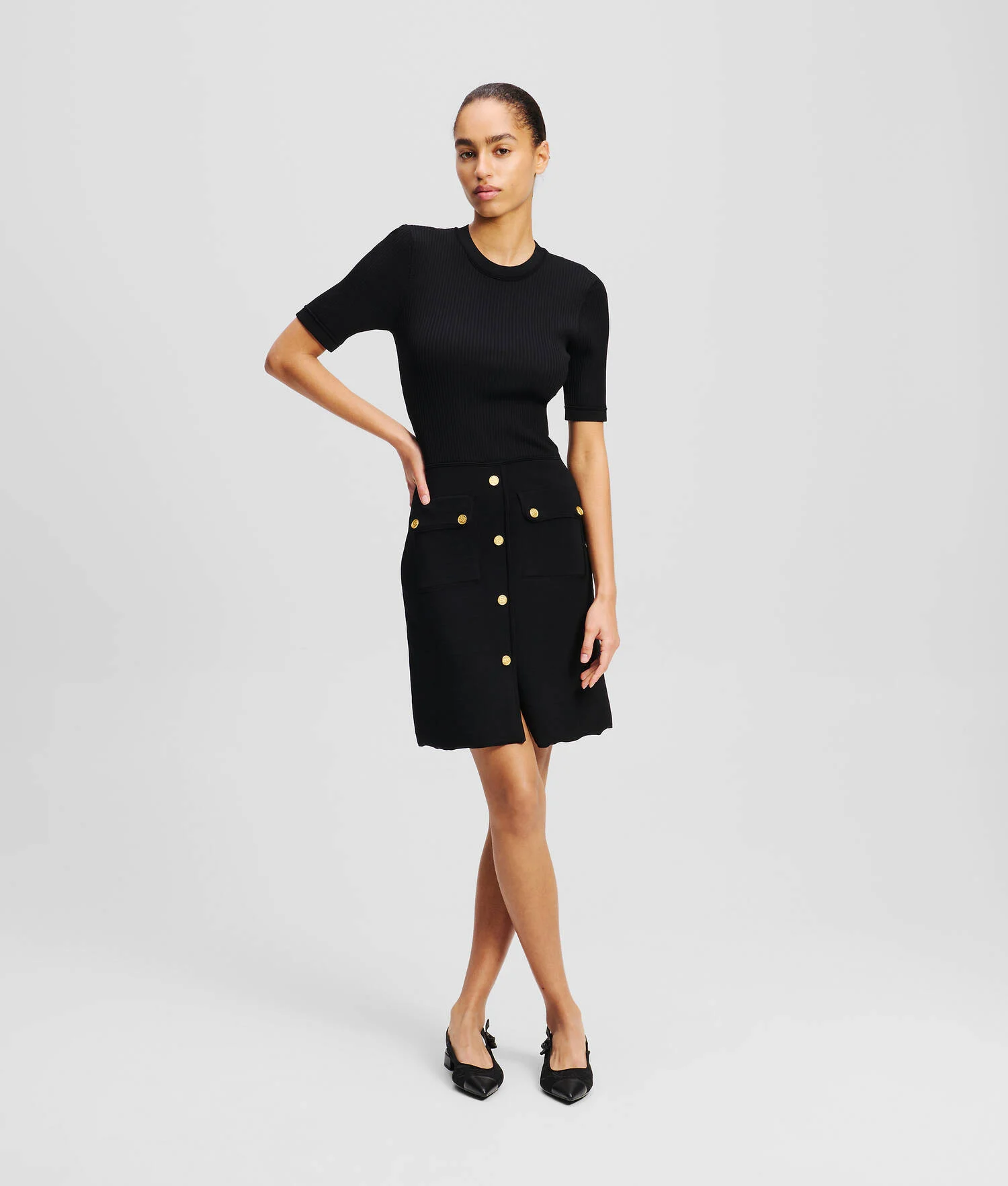 ROBE AVEC BOUTONS - Noir
