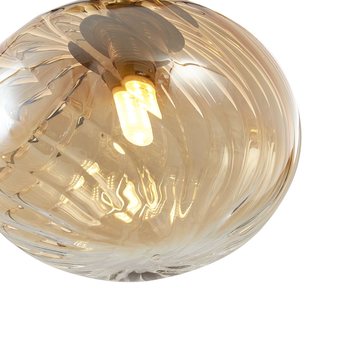Art Deco hanglamp goud met amber glas - Jia