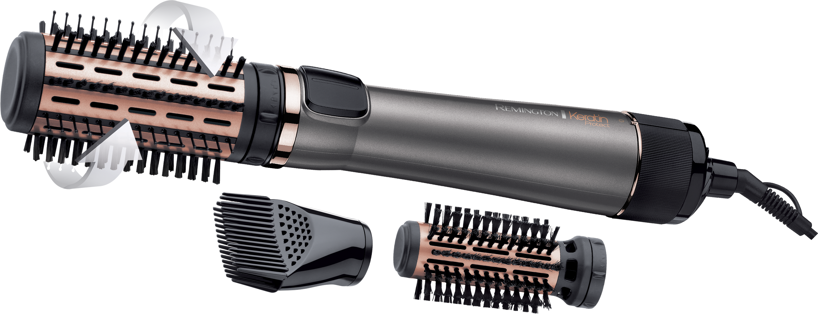 AS8810 Warmluftbürste Keratin Protect rotierende Heissluft Haar Bürste (45604560100) - Schwarz