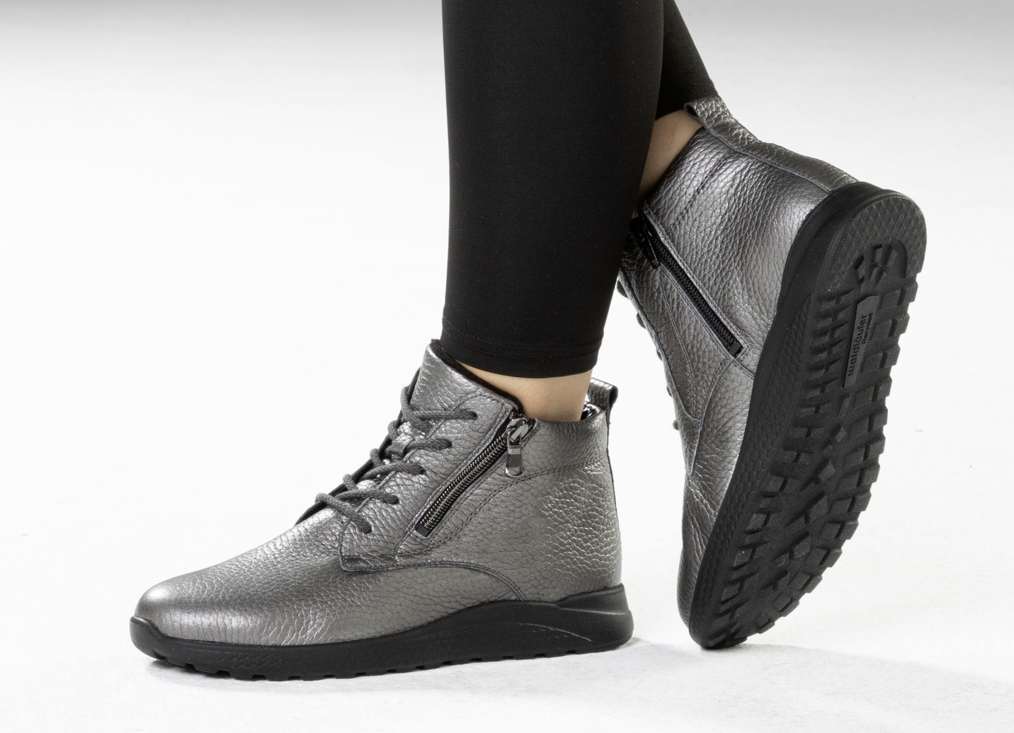 Waldläufer Schnür-Stiefelette aus genarbtem Hirsch-Nappaleder