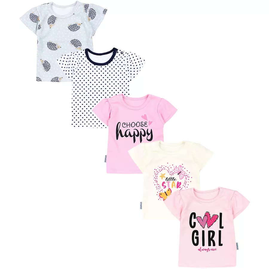 TupTam Baby Mädchen Kurzarm T-Shirt 5er Set gelbgrau