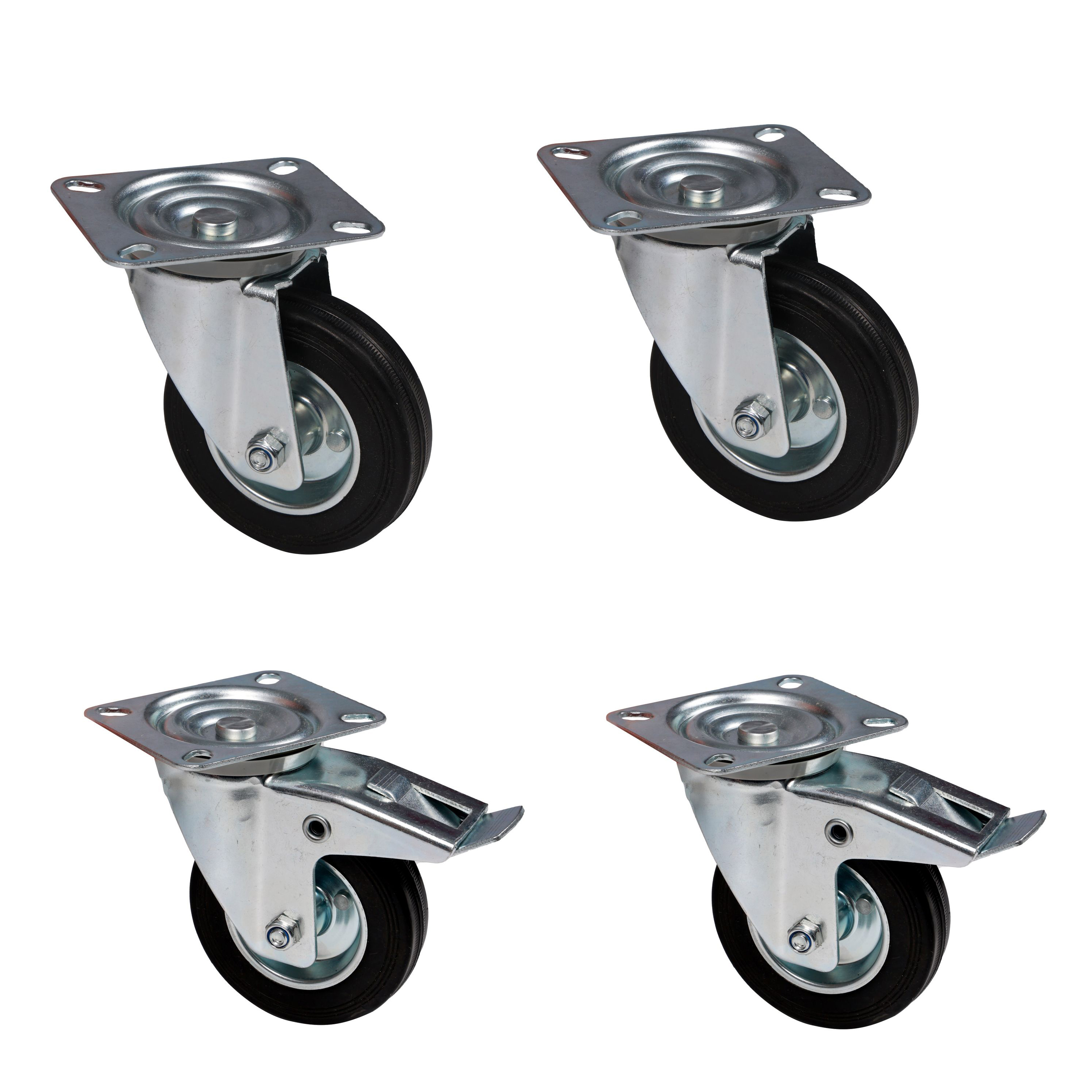 Schwerlastrollen Vollgummi 4er Set 160 mm