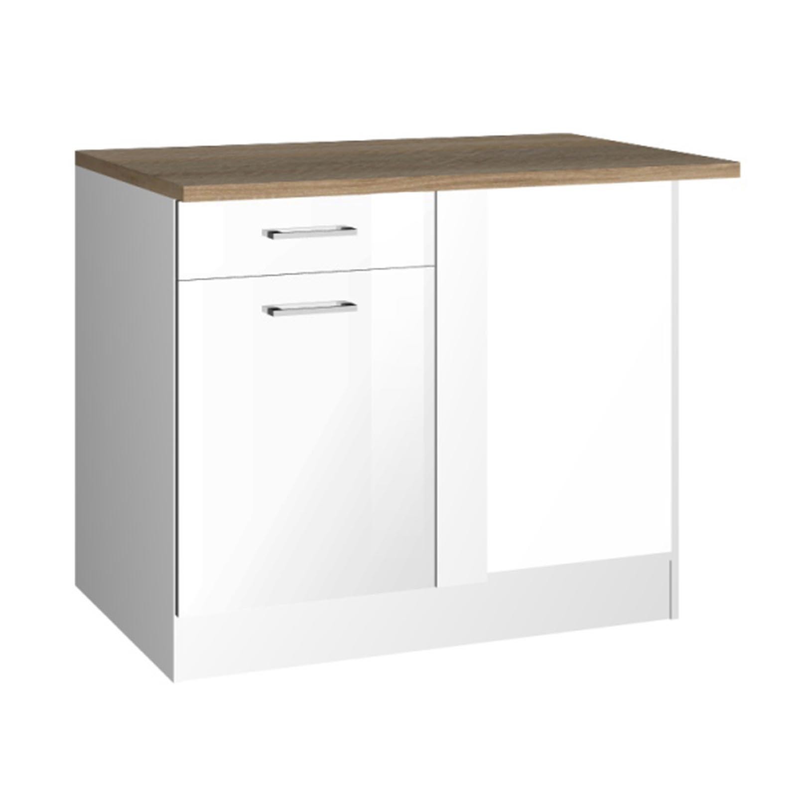 Eck-Unterschrank ROM - weiß Hochglanz - 110 cm