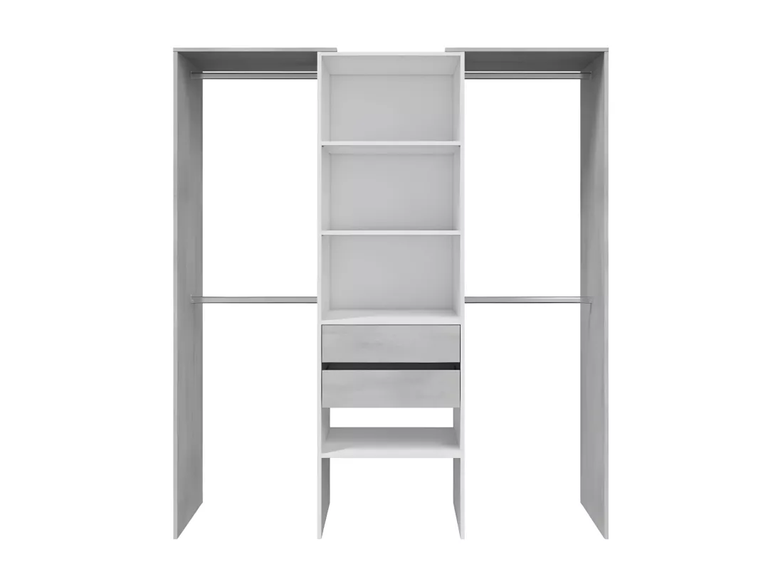 Aménagement dressing Blanc/Béton clair - KIYIN - L 179 x l 50 x H 202 cm