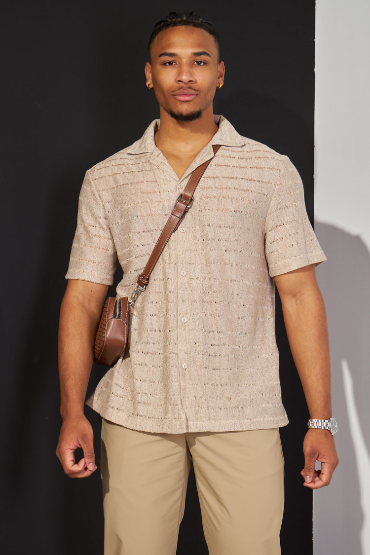 Chemise beige ajourée