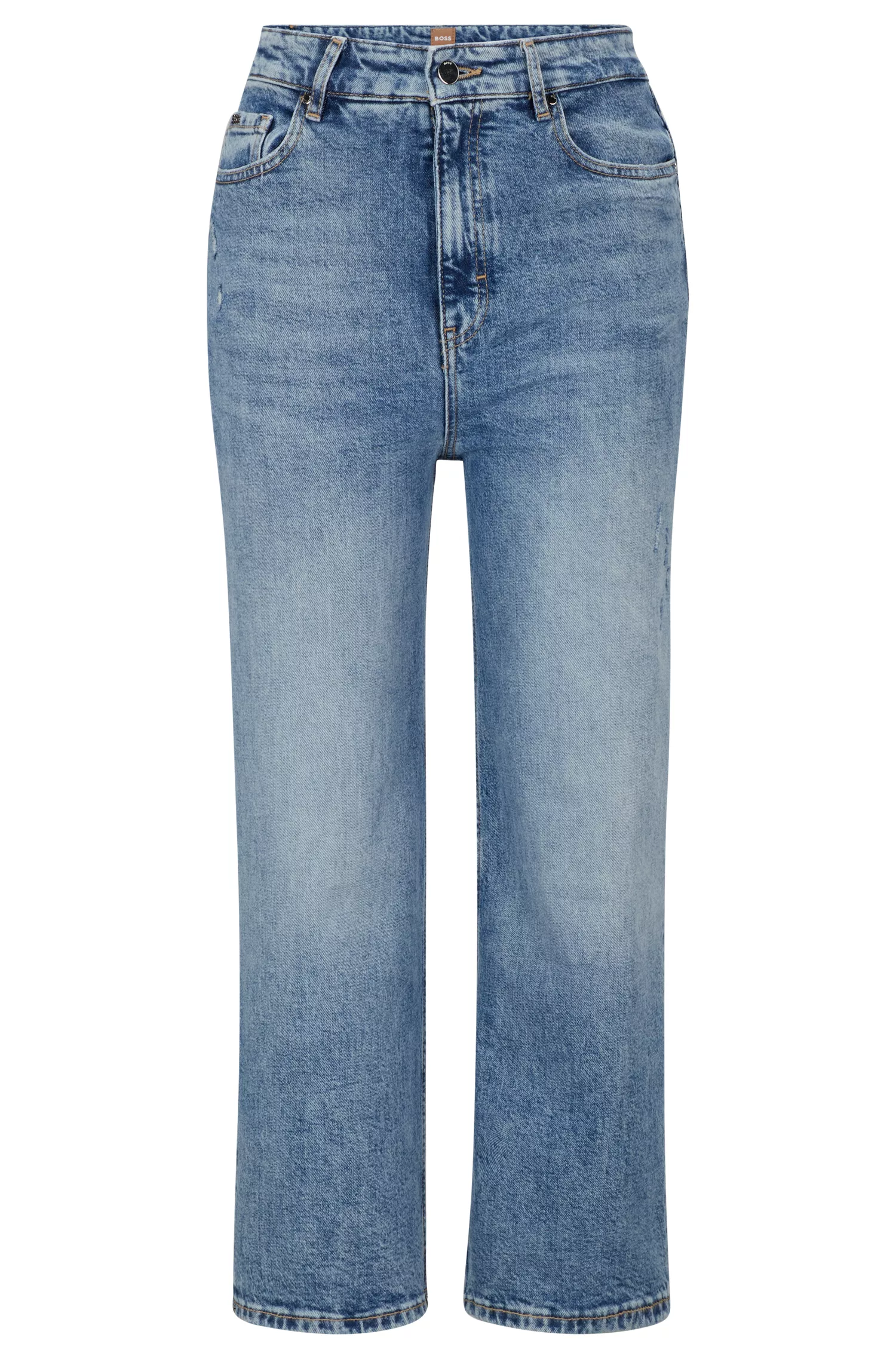 Calça jeans BOSS preta de cintura alta em denim azul com elasticidade confortável