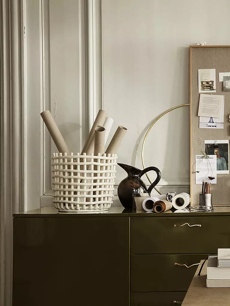FERM LIVING Aufbewahrungskorb Keramik Large Off White weiss