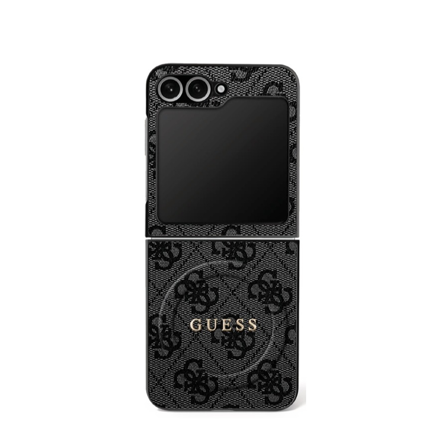 Samsung Galaxy Z Flip7 Leder Hardcase Hülle 4G Classic Logo MagSafe-Modul (GUHMZF7P4MSEGCK) - Schwarz