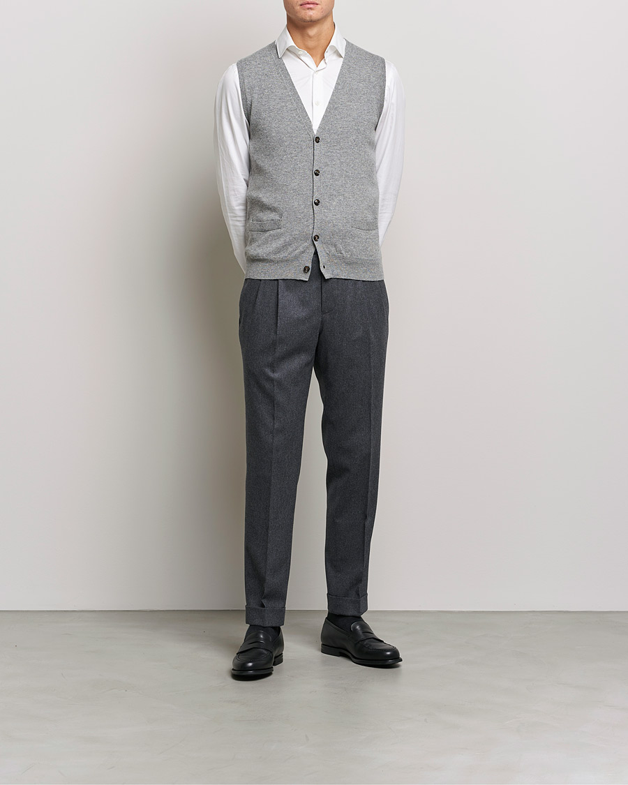 Piacenza Cashmere Cashmere Sleeveless Cardigan Light Grey
