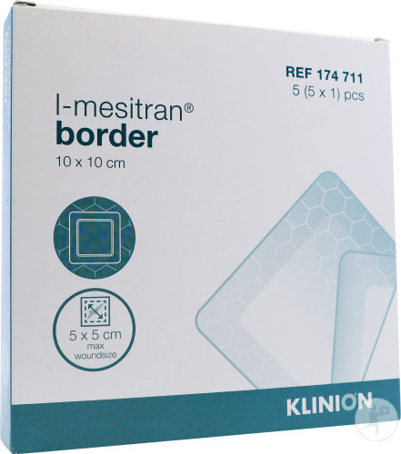 L-Mesitran Border Pansement Hydroactif Avec Bord Adhésif 10x10cm Pièces 5