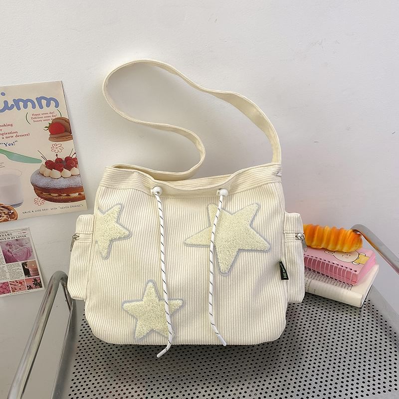 Skyglow - Corduroy Star Applique Trekkoord Crossbody Schoudertas