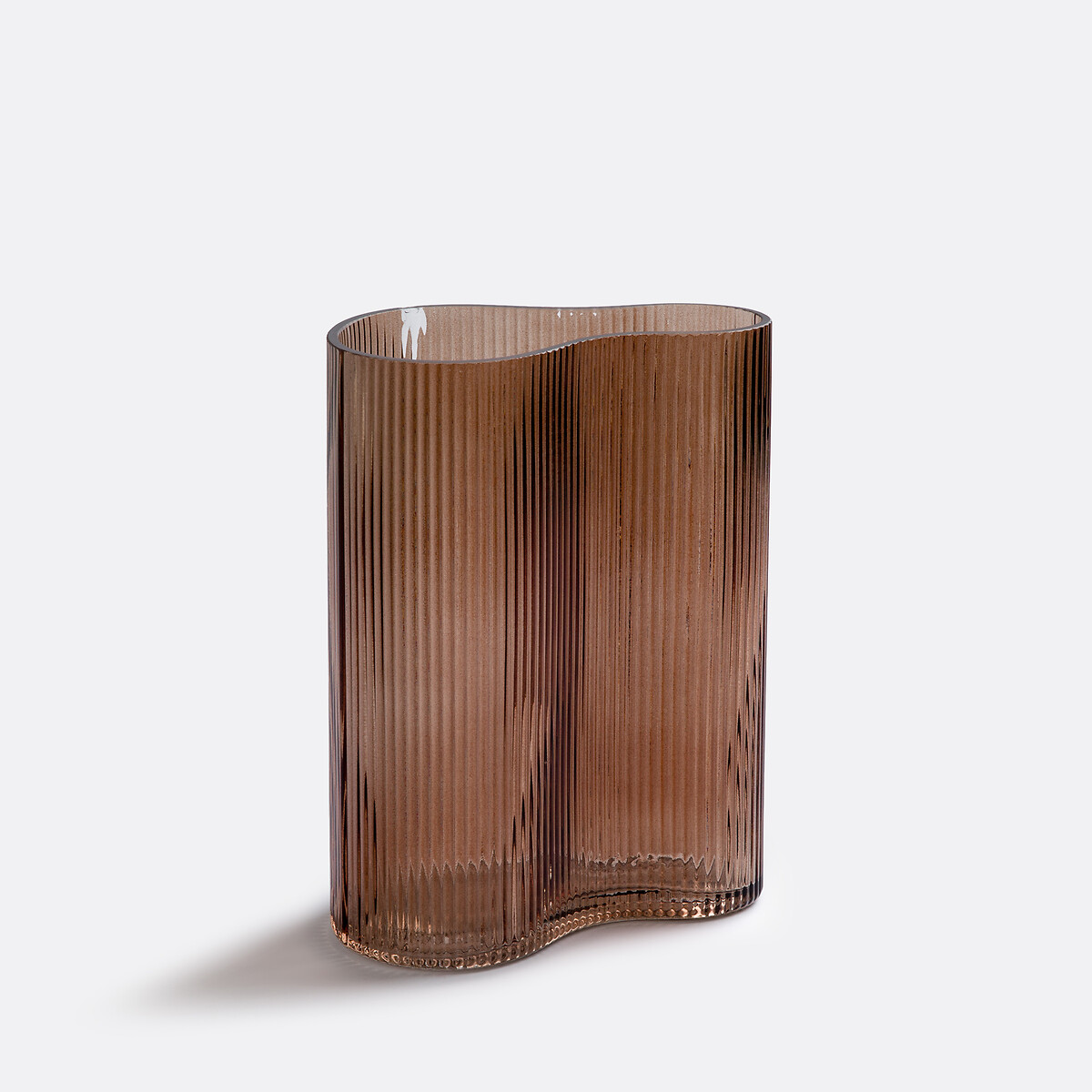 LA REDOUTE INTERIEURS<br>Vaso em vidro fumê canelado, 21 cm de altura, Anija