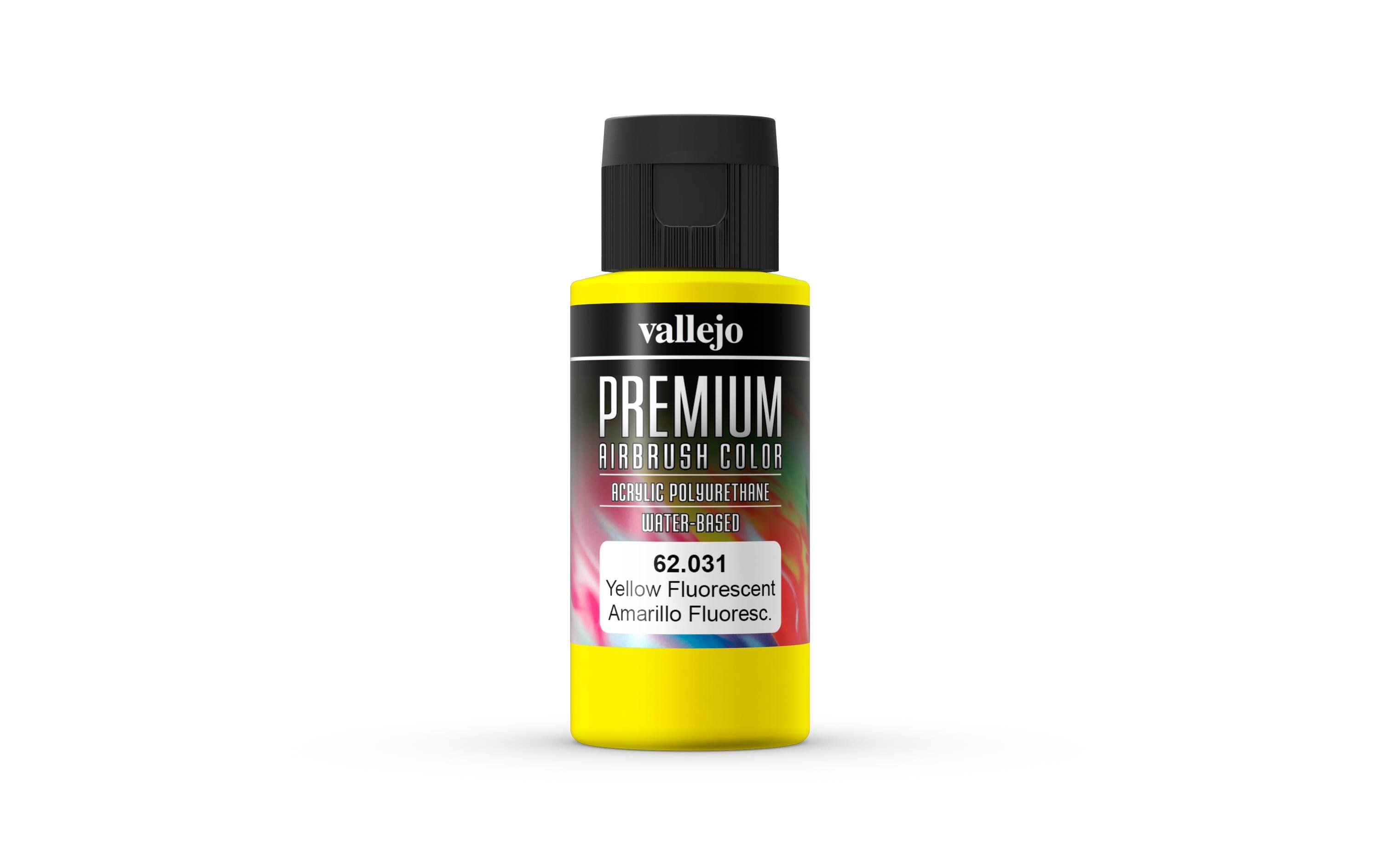 Airbrushfarbe Premium, Fluoreszierend, Gelb, 60 mlPremium Airbrush Farbe zum Lackieren von Lexan, Polycarbonat, Glasfaser, Metall und Polyethylene