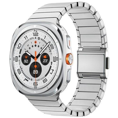 Samsung Galaxy Watch Ultra (47mm) Glieder Armband aus Titanlegierung mit Klickverschluss (Gelenkumfang: 140-220mm) - Silber
