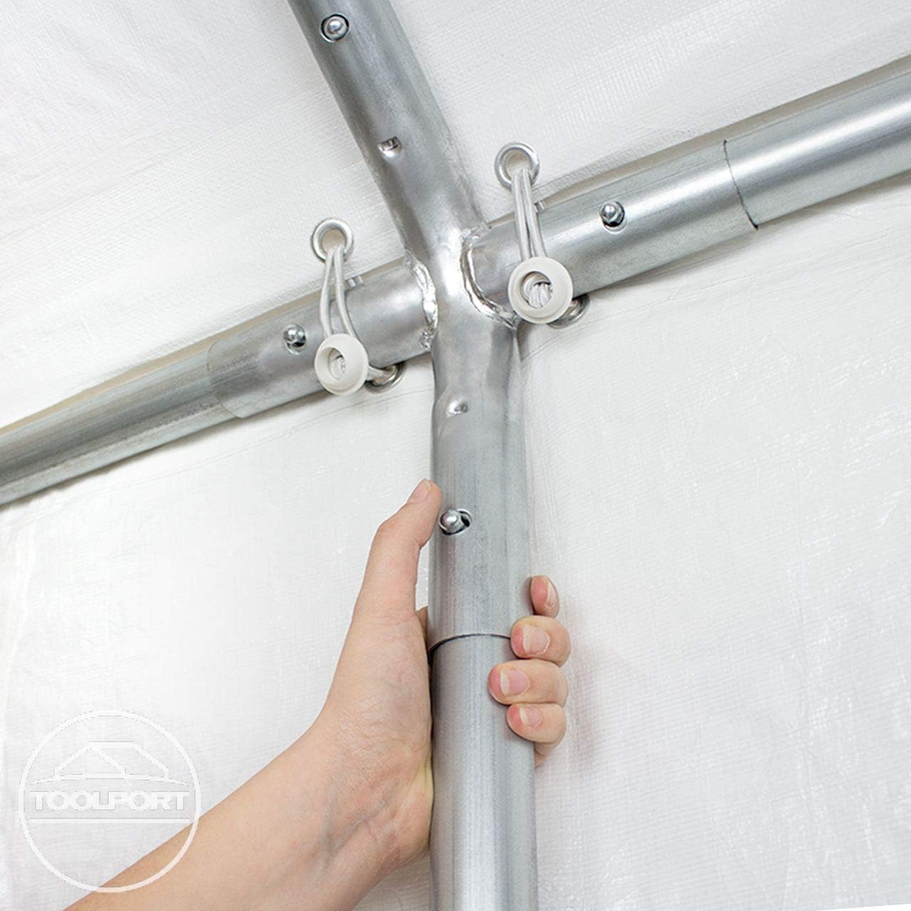 TOOLPORT Partyzelt Pavillon 3x4 m in weiß PE Plane 350 N Wasserdicht UV Schutz Festzelt Gartenzelt