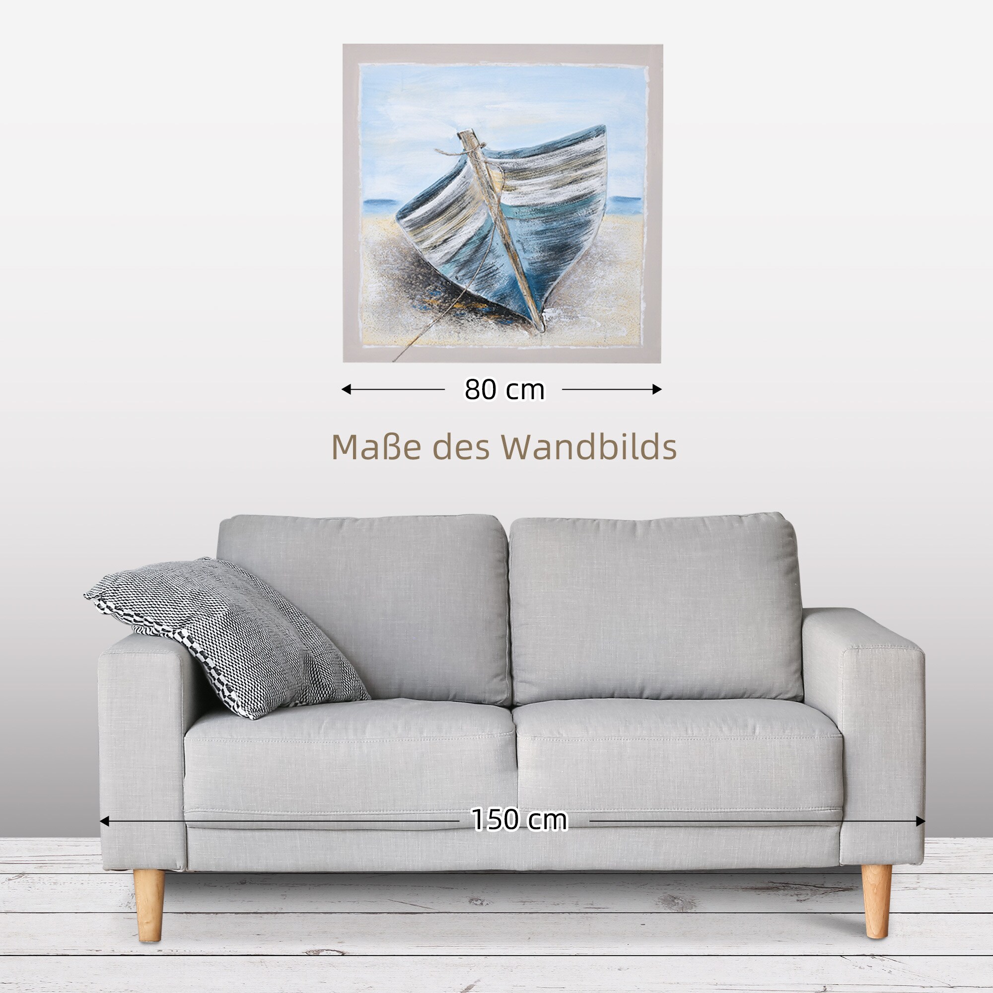 HOMCOM Wandbild mit Kieferholzrahmen bunt 80L x 80B x 2,8H cm