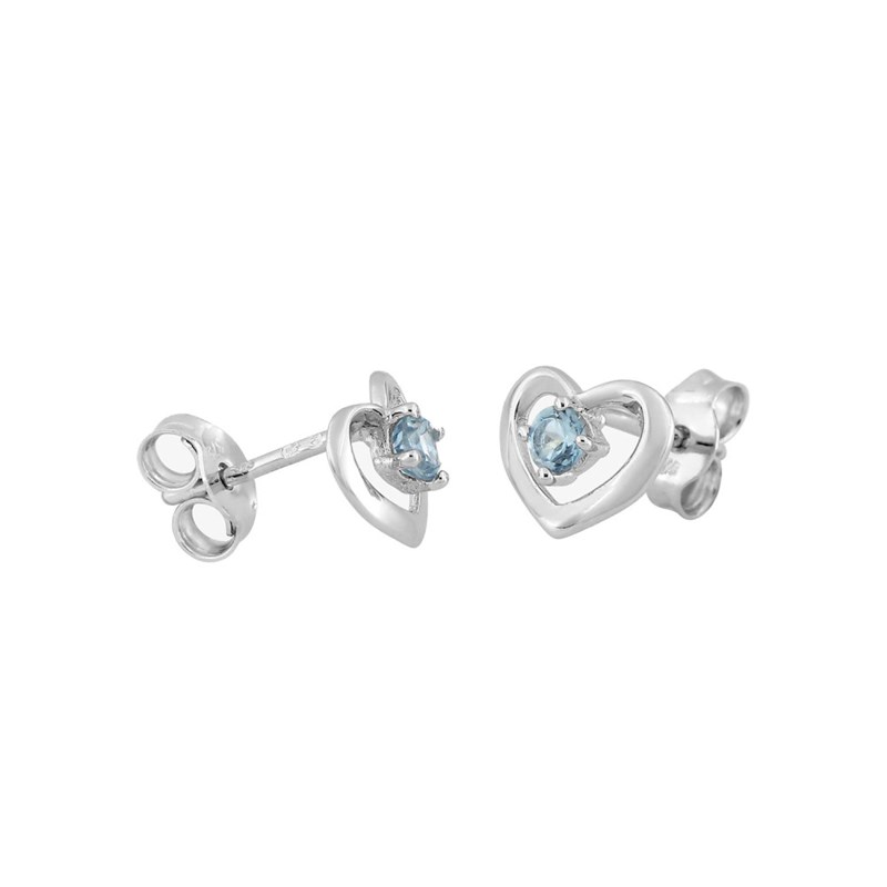 Boucles d'oreilles enfant - topaze - Or 9 Carats - Coeur
