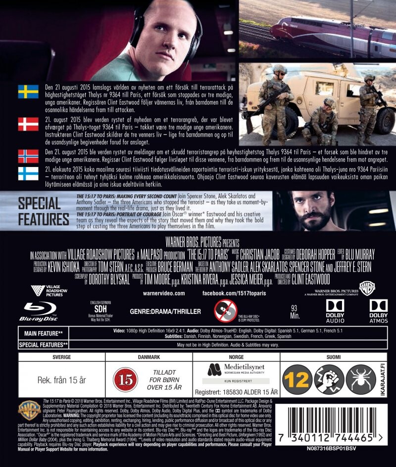 The 15:17 To Paris - Blu-Ray