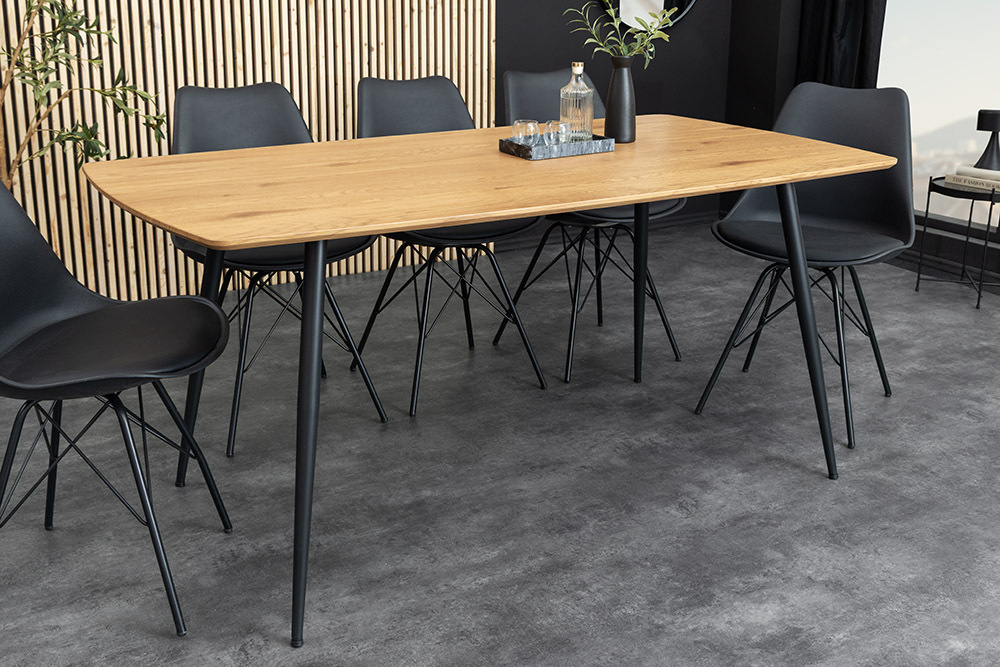 Industrial Esstisch APARTMENT 140cm natur Wildeiche schwarzes Metallgestell