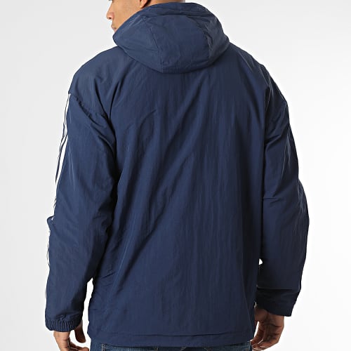 Veste Zippée Capuche Réversible A Bandes HL9188 Bleu Marine Noir