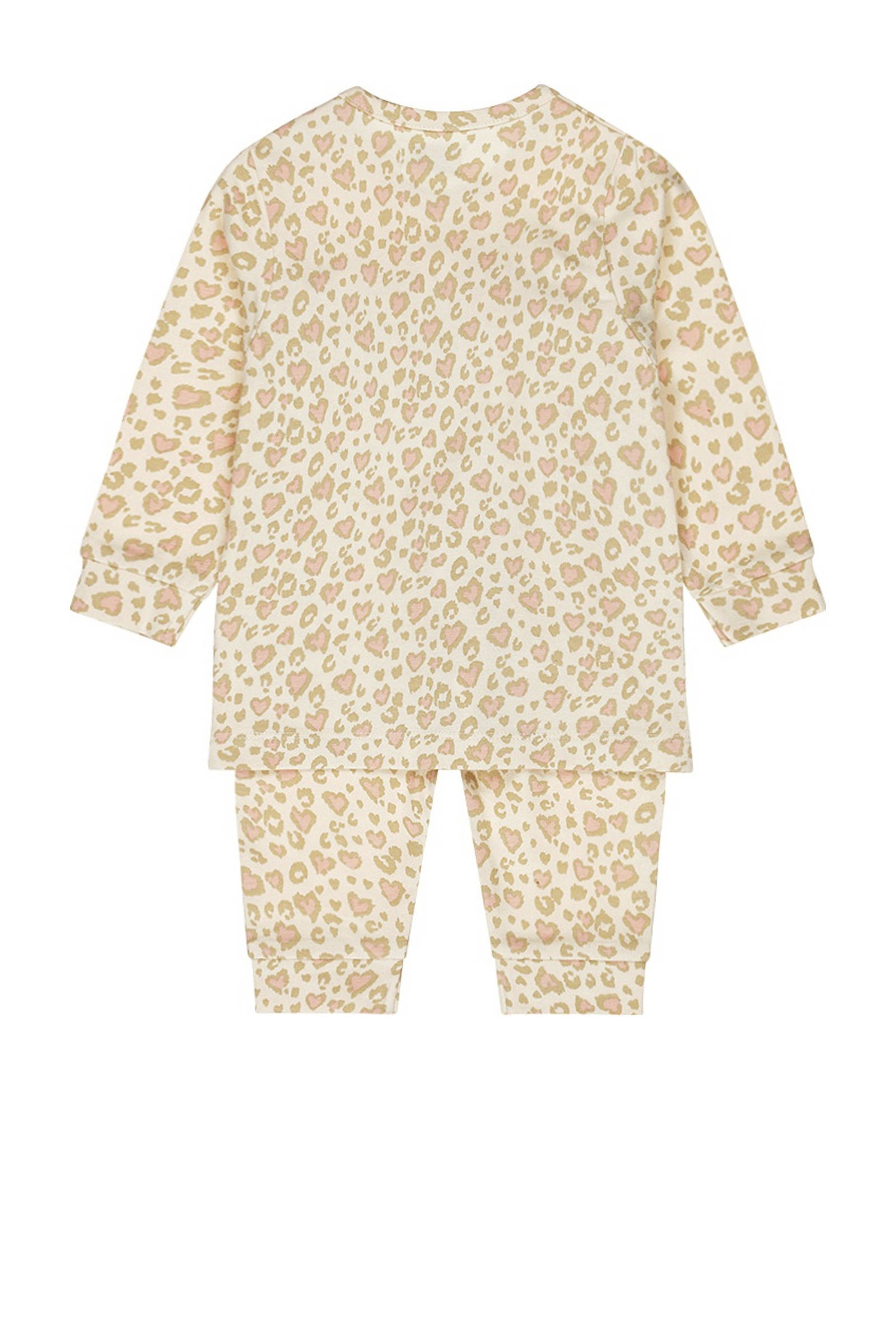 Dirkje pyjama met all over print wit/beige/lichtroze