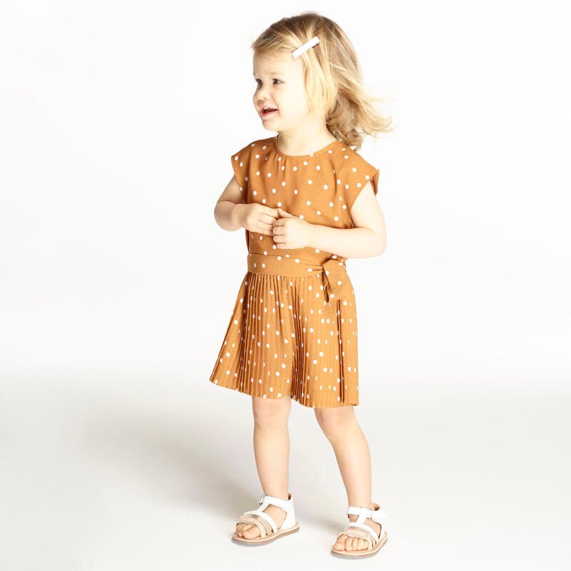 Combishort plissé à pois beige bébé fille Beige