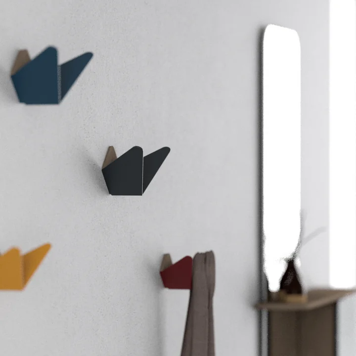 Umage - Butterflies Wandhaken mini, rubinrot