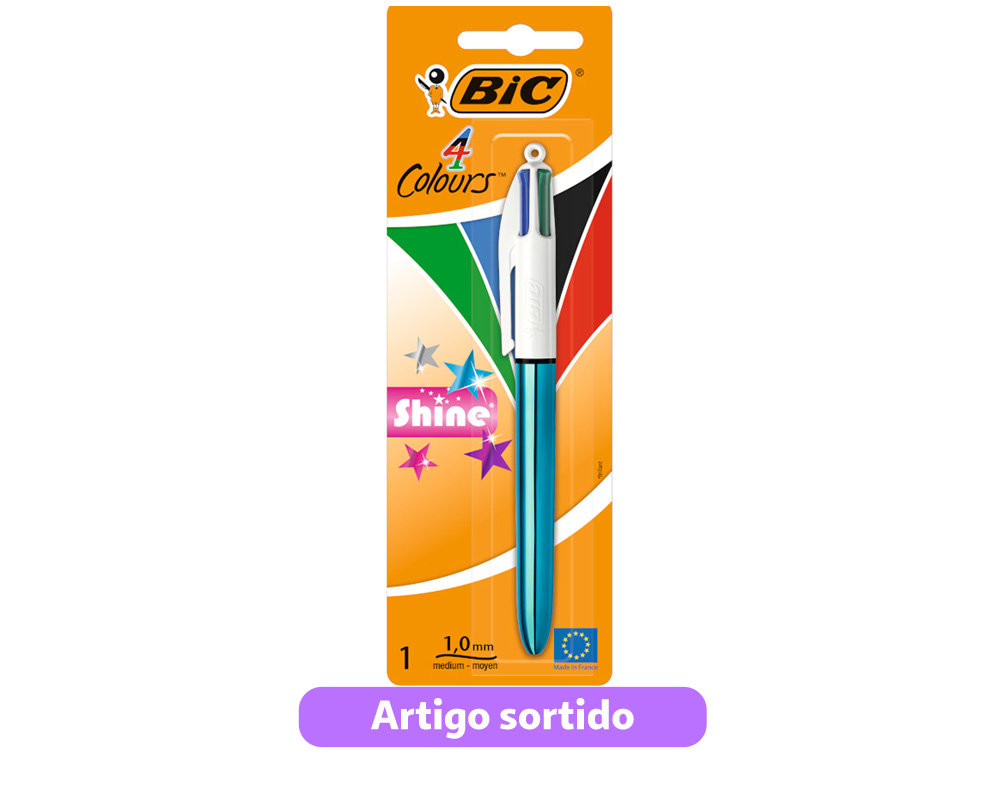 ESFEROGRÁFICA BIC SHINE 4 CORES CORES SORTIDAS