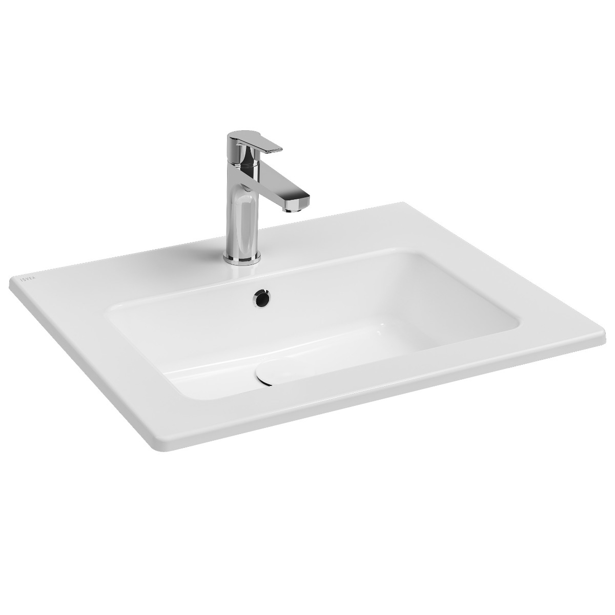 Isvea Sistema T inbouw wastafel met kraangat 60cm wit glans