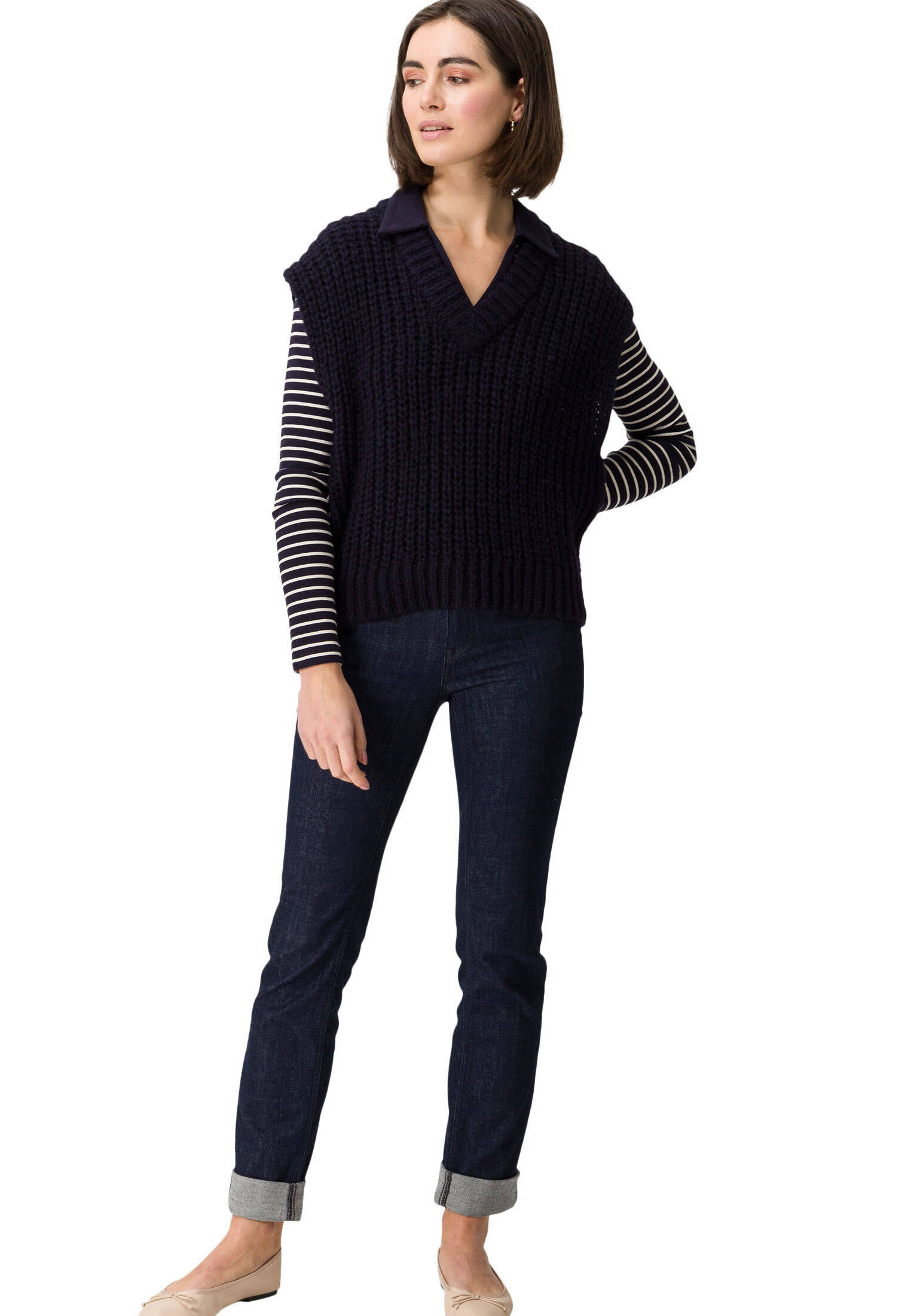 zero| Damen Poloshirt mit Streifen