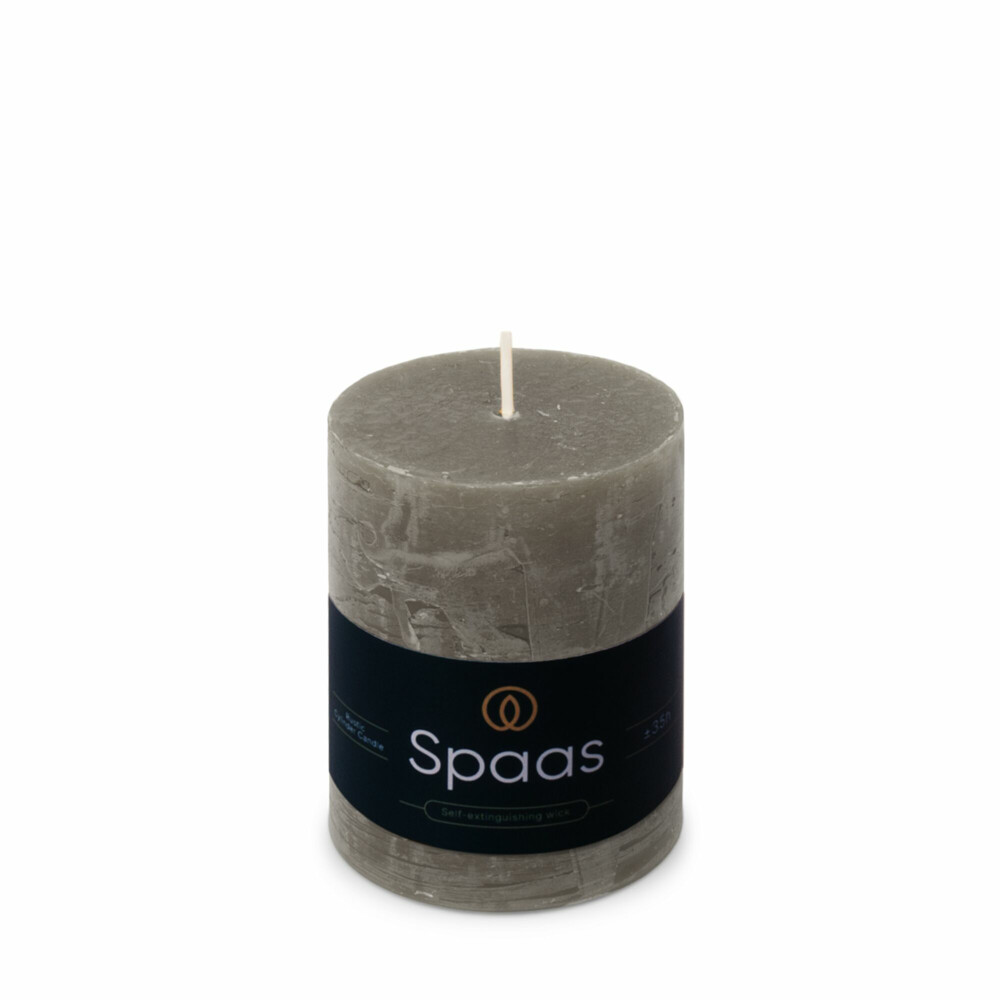 SPAAS Rustieke Pillarkaars ± 35 branduren Lichtgrijs