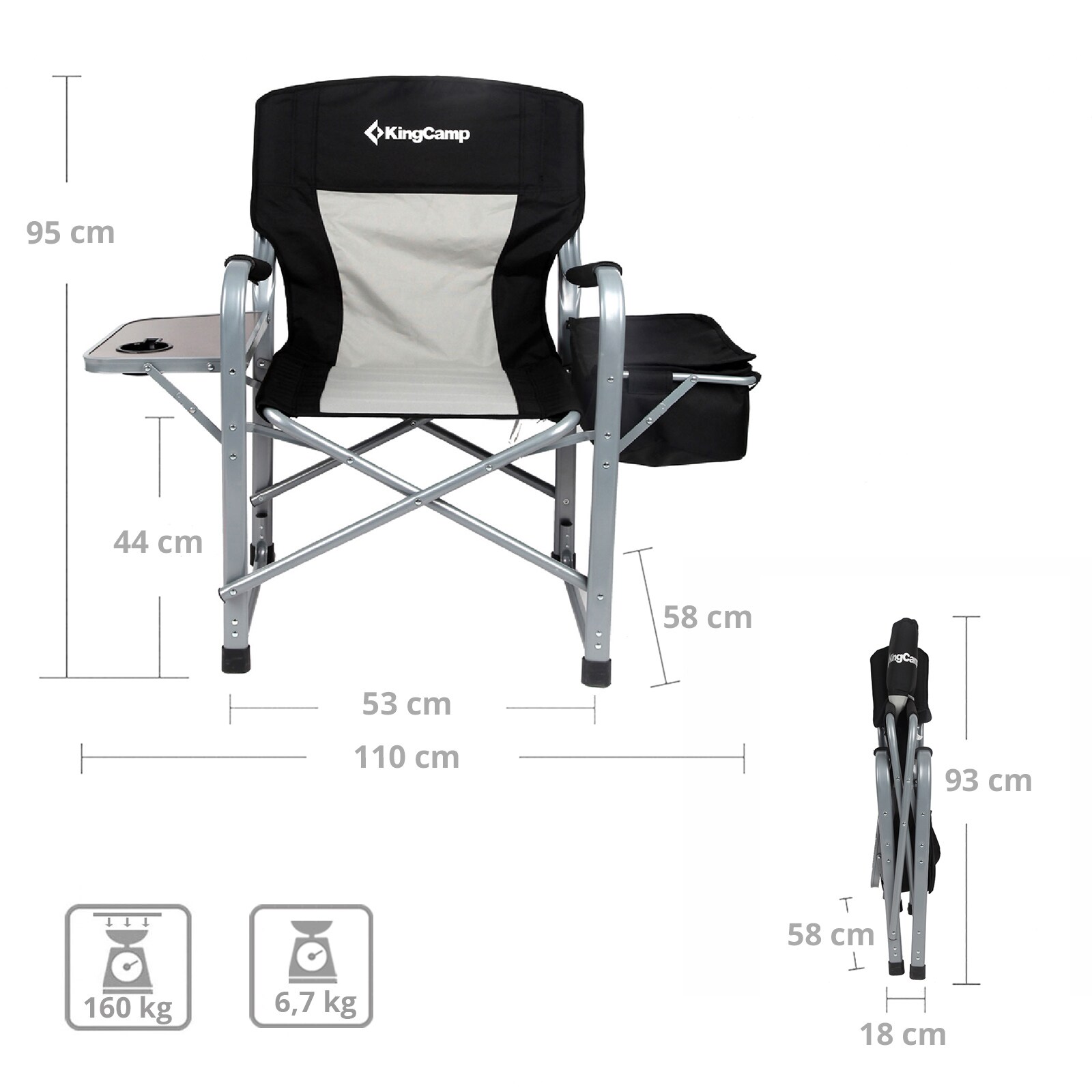 KINGCAMP Camping Falt Stuhl Klapp Sessel Garten Outdoor Kühl Tasche Tisch 150 kg