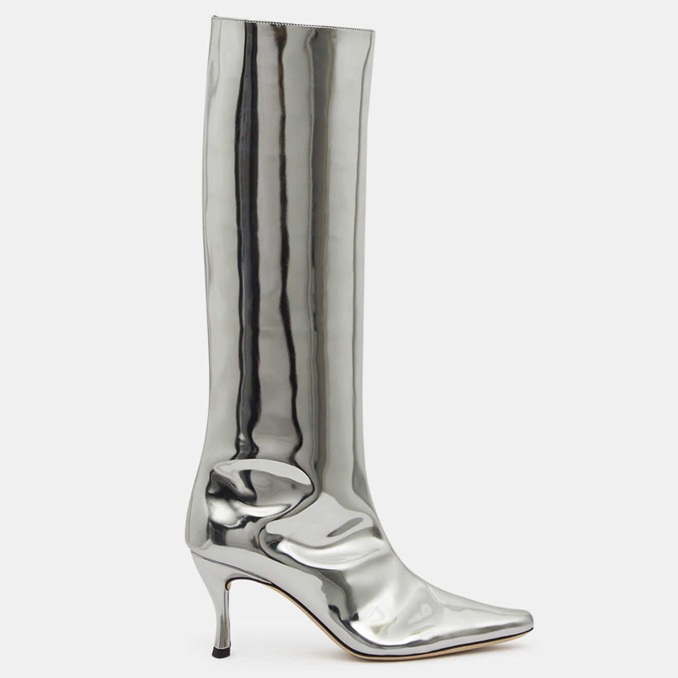 By Far Bottes Stevie argentées - Talon 7.5 cm