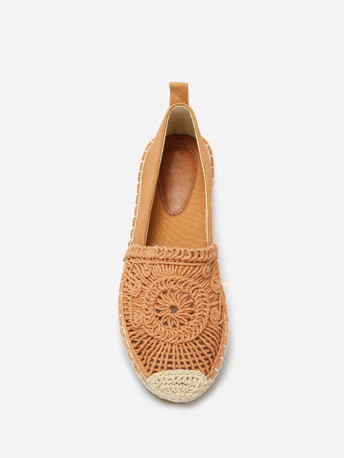 Espadrilles en tissu et crochet- Camel